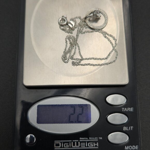 19 Inch Sterling Silver Floating Cubic Zirconia Gem Pendant Necklace A6167 - Picture 8 of 8